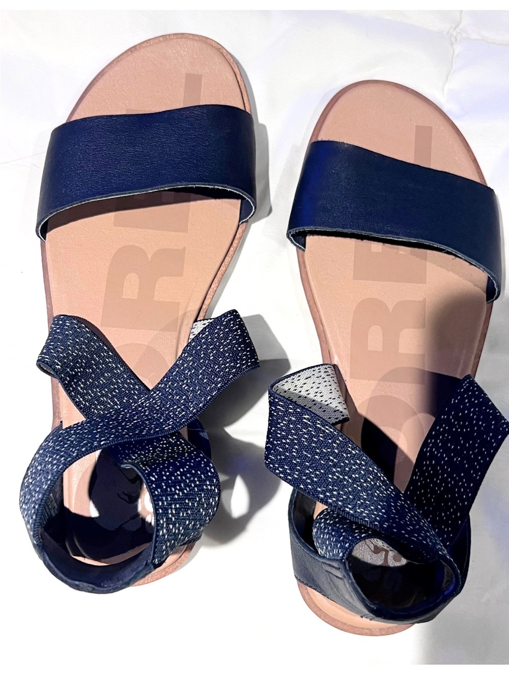 Sorel Women’s Navy Strappy Elastic Comfort Sandals Size 8 - Picture 2 of 5